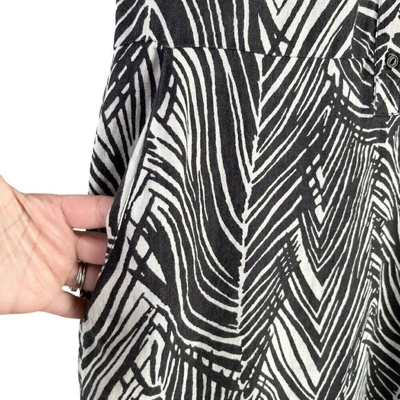 Zara 100% Linen Zebra Print‎ Mini Shirt Dress Short Sleeves Black White, Size XS - Picture 8 of 10